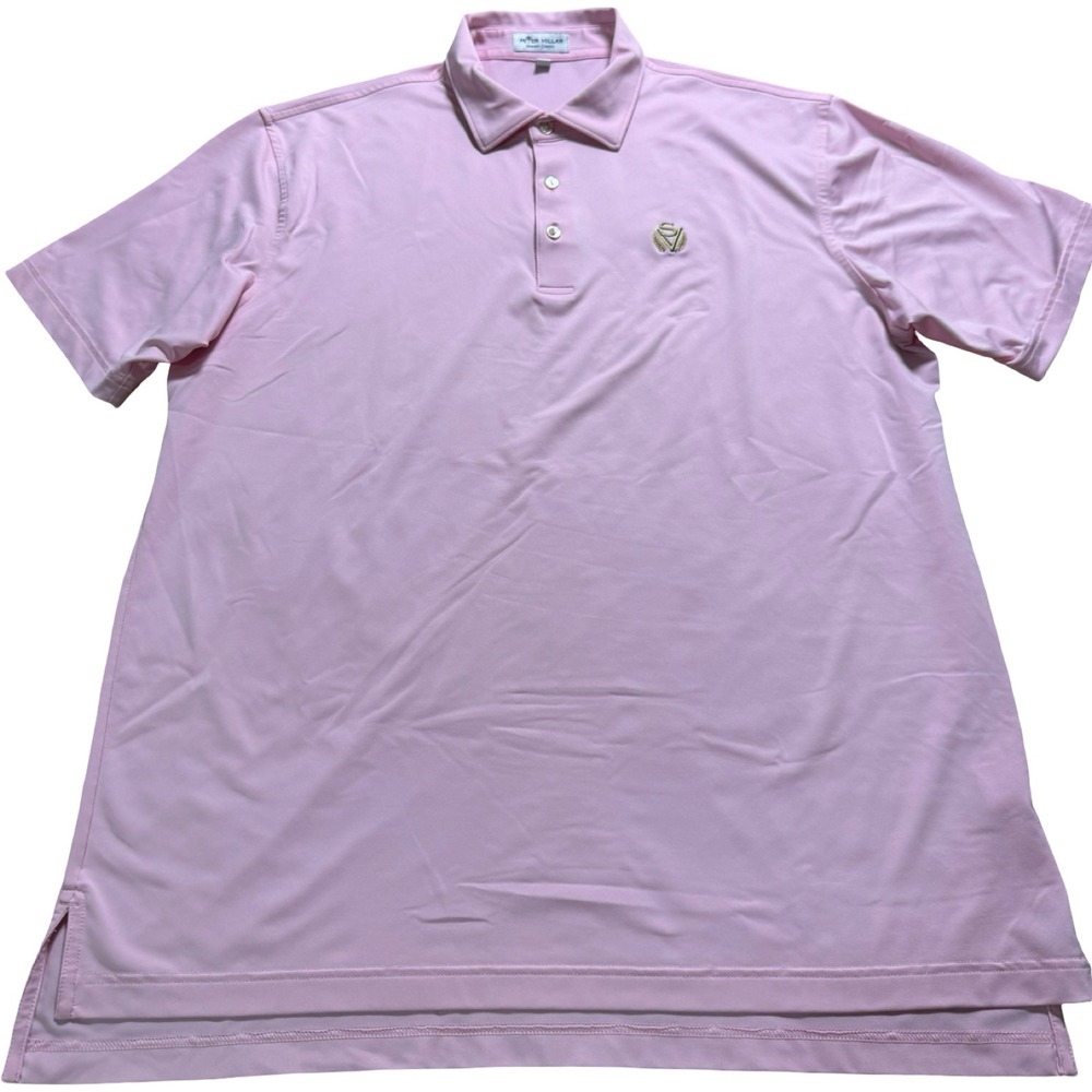 Peter Millar Summer Comfort Sage Valley Golf Polo Men L Pink Performance SV